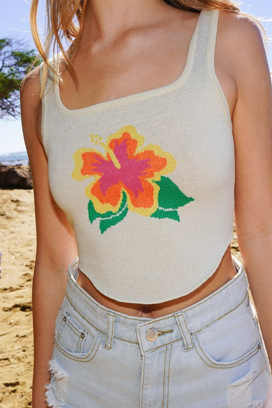 "Hibiscus Girl" Crop Tank Top