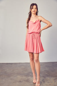 "Rosy Radiance" Beaded Strap Dress