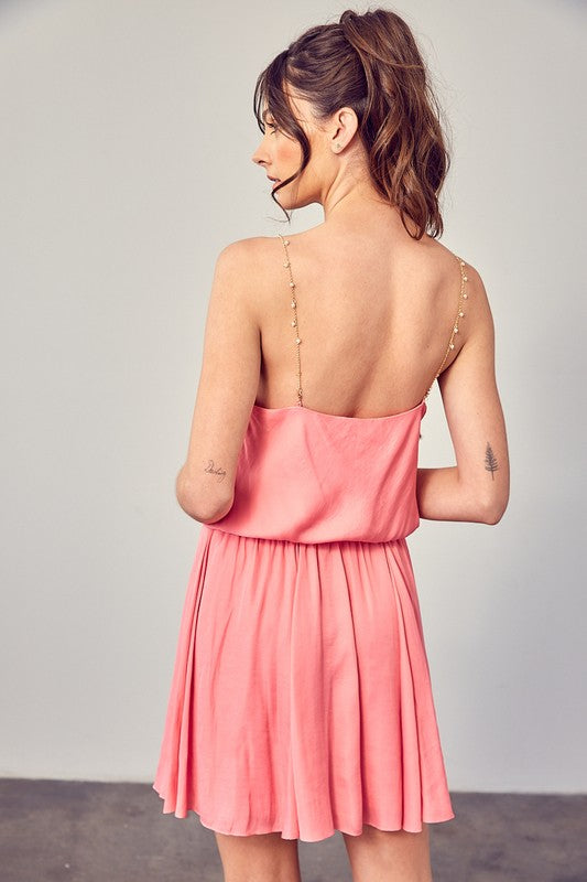 "Rosy Radiance" Beaded Strap Dress