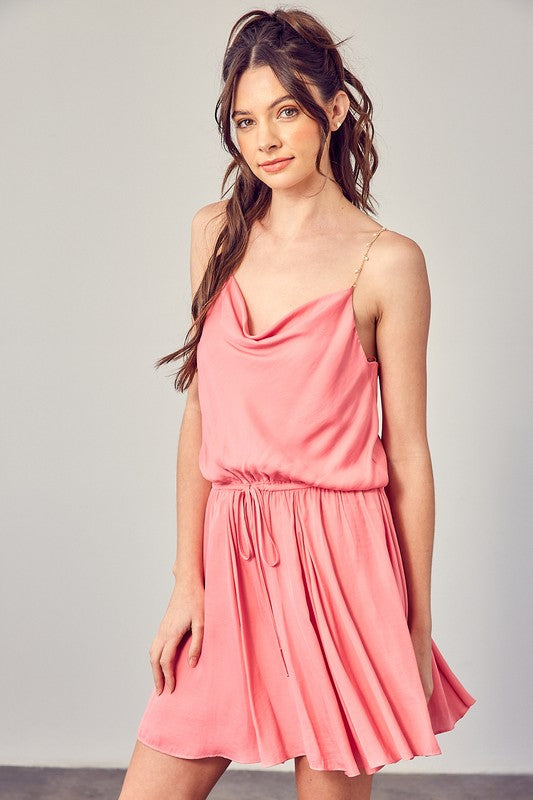 "Rosy Radiance" Beaded Strap Dress