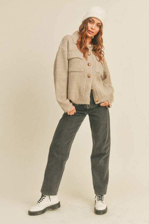 Class Is In The Air - Knit Shirt Cardigan