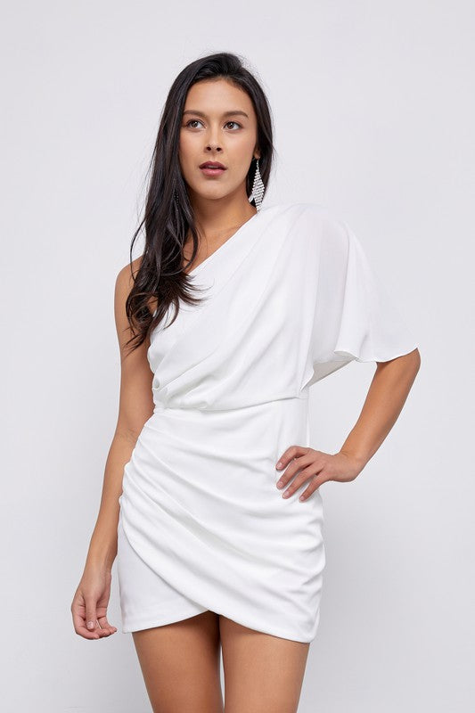 "Golden Girl" One Shoulder Wrap Dress