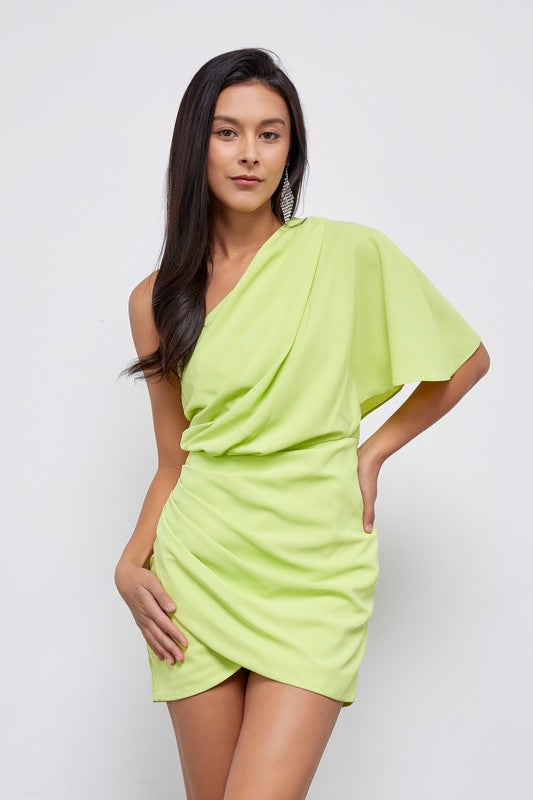 "Golden Girl" One Shoulder Wrap Dress