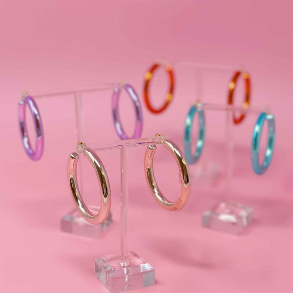 Colored Tube Hoop Earrings