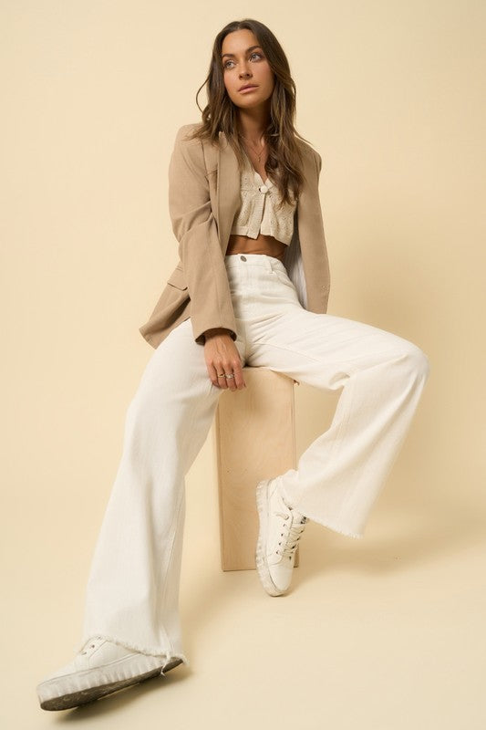 White High Rise Wide Leg Jeans