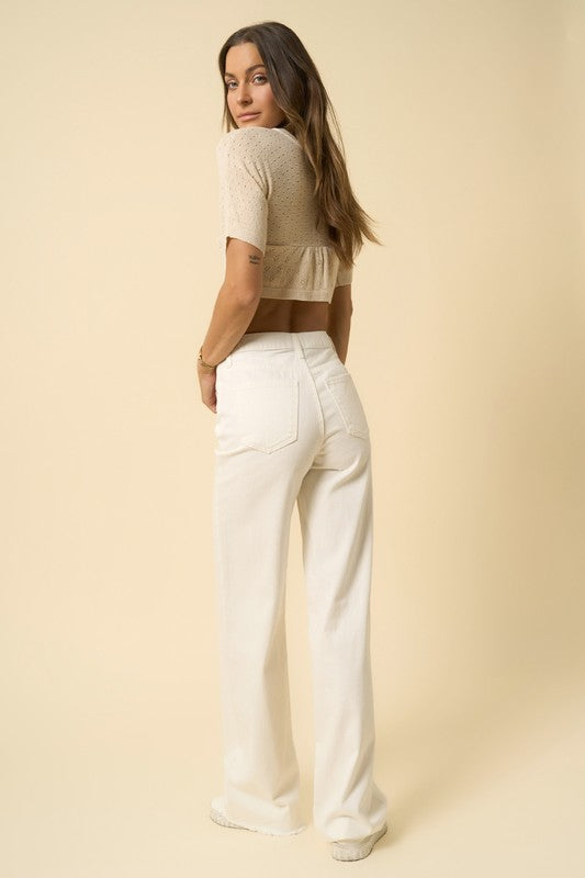 White High Rise Wide Leg Jeans