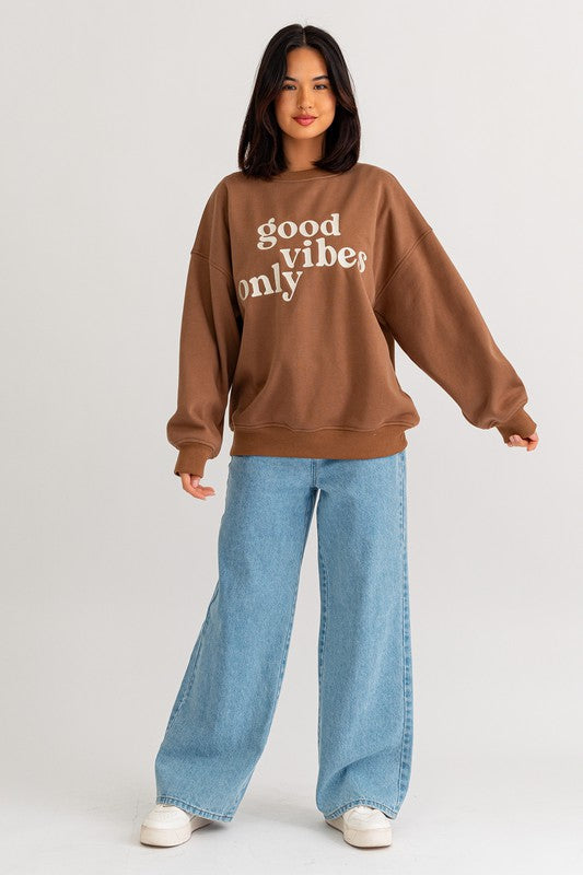 "Good Vibes Only" Oversized Sweatshirt