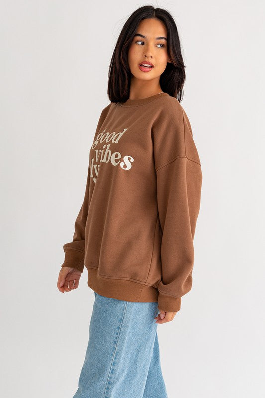 "Good Vibes Only" Oversized Sweatshirt