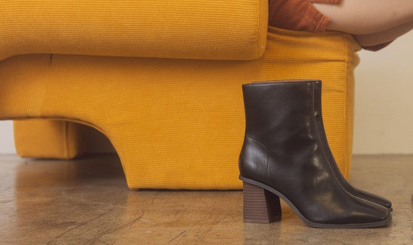 "Step Up" Square Toe Ankle Boots