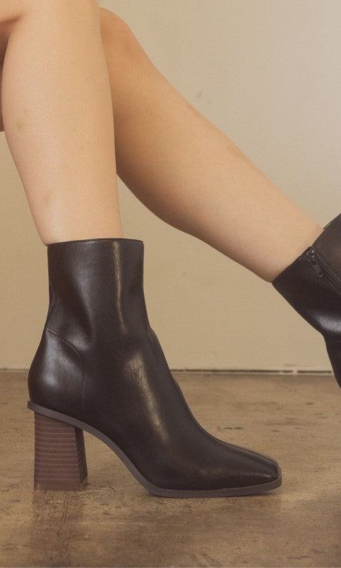 "Step Up" Square Toe Ankle Boots