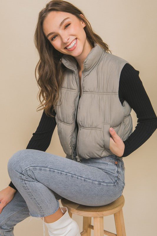 High In Love Neck Puffer Vest