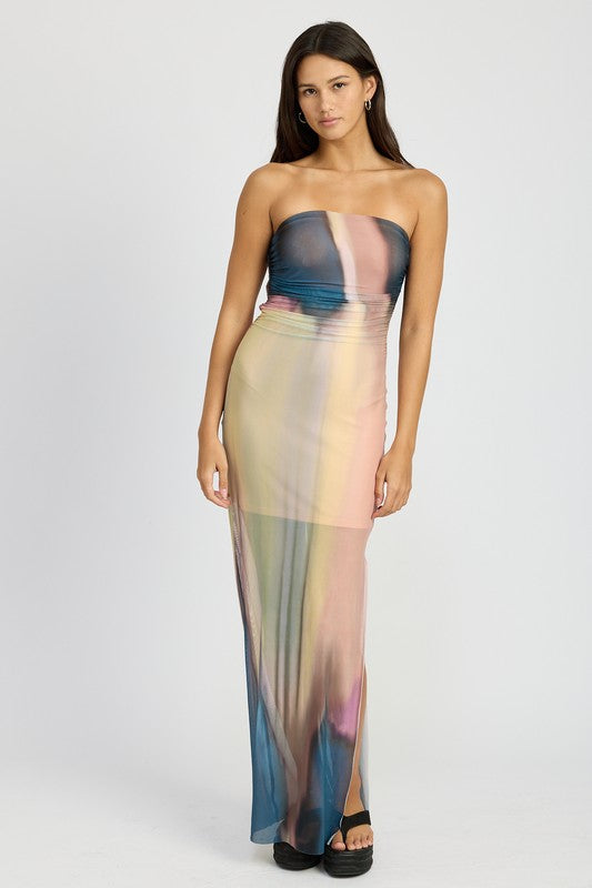 "Glden Sunrise" Tube Maxi Dress