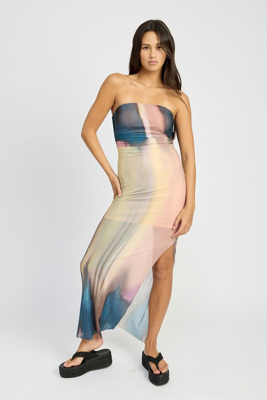 "Glden Sunrise" Tube Maxi Dress