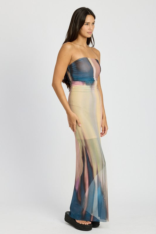 "Glden Sunrise" Tube Maxi Dress