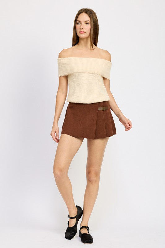 Stop by the Library - Pleated Mini Short