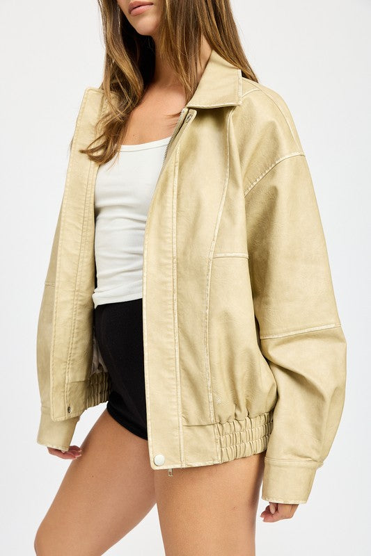 Calming Vintage Oversized Bomber Jacket