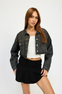 She Is a Baddie - Cropped Denim Jacket