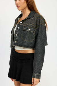 She Is a Baddie - Cropped Denim Jacket