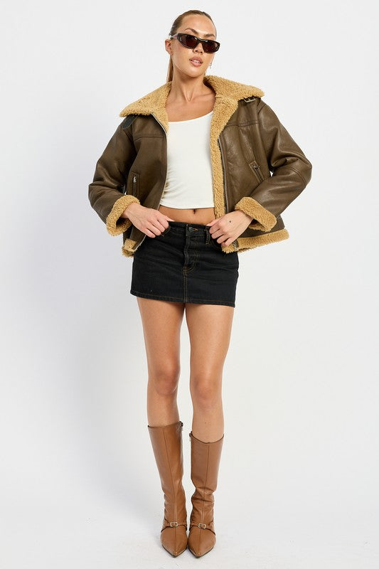 I Got U - Shearling Moto Jacket