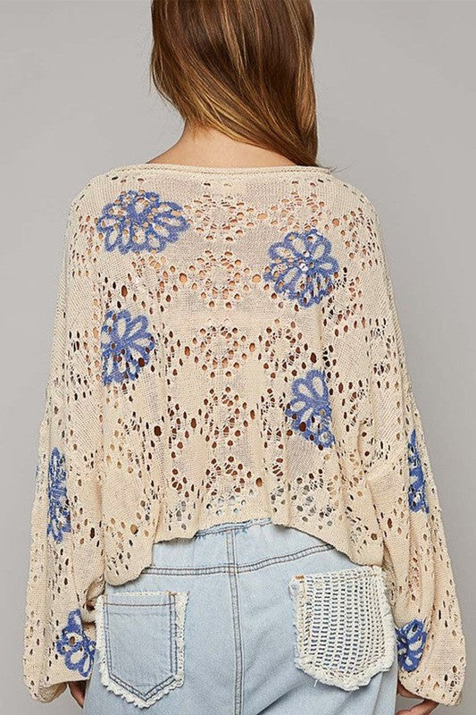 Flower Of All Beauty - Dropped  Shoulder Sweater