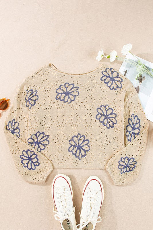 Flower Of All Beauty - Dropped  Shoulder Sweater