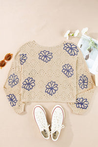 Flower Of All Beauty - Dropped  Shoulder Sweater