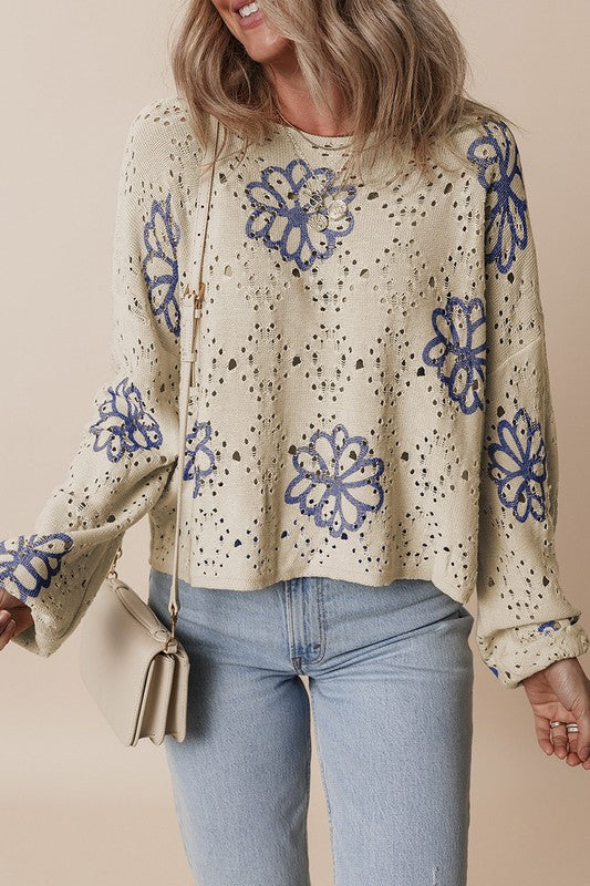 Flower Of All Beauty - Dropped  Shoulder Sweater