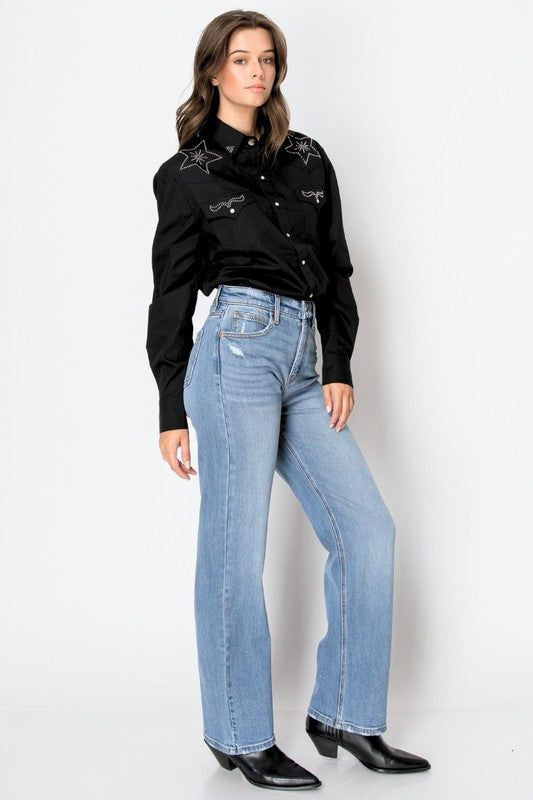 Fall Fun Tummy Control High Rise Straight Jeans