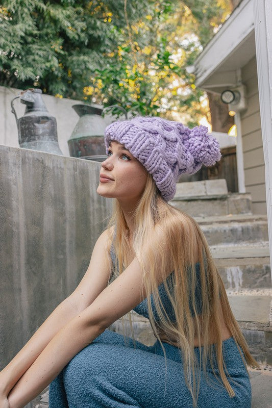 Chunky Knit Pom Beanie