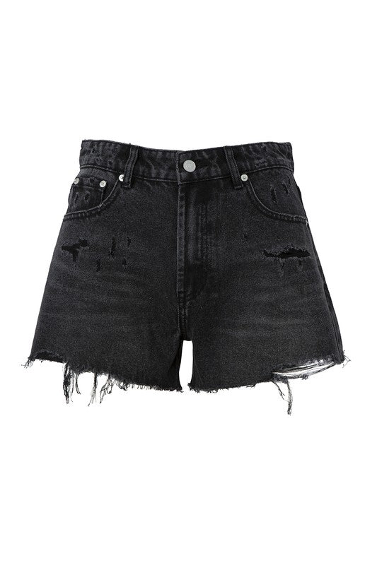 "Midnight Classic" Distressed denim shorts