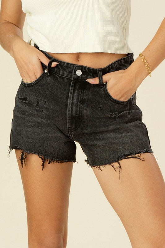 "Midnight Classic" Distressed denim shorts